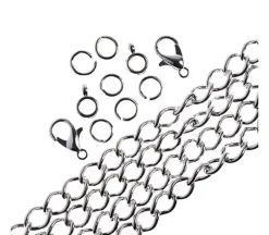 John Bead Chain Set – 36-inch Curb – 5mm – Silver