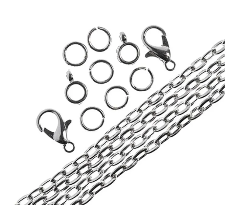 John Bead Chain Set – 36-inch – 3mm x 4mm Oval Cable – Silver
