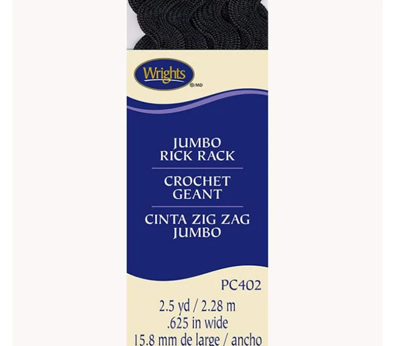 Jumbo Rick Rack Black 5/8-inch x 2.5-yards 117402031