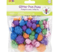 Krafty Kids Pom-Poms – Glamour Glitter – 75 Piece