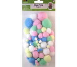 Krafty Kids Pom-Poms Jumbo Pack – Pastel – 90 Piece