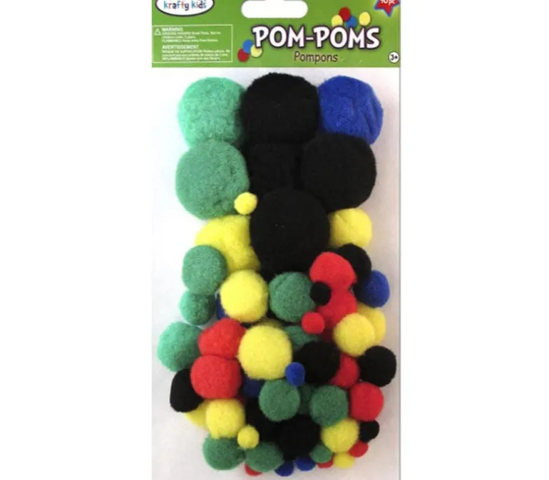 Krafty Kids Pom-Poms Jumbo Pack – Primary – 90 Piece