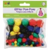 Krafty Kids Pom-Poms – Primary Glitter – 75 Piece