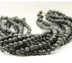 Labradorite – Black (Larvikite) – Natural – Smooth Round With Large Hole. This Price Is For 1 Strand 12 To 14 Inches Long. 8mm. Strands Have 43 To 48 Pieces And Has 2.5 mm. Hole