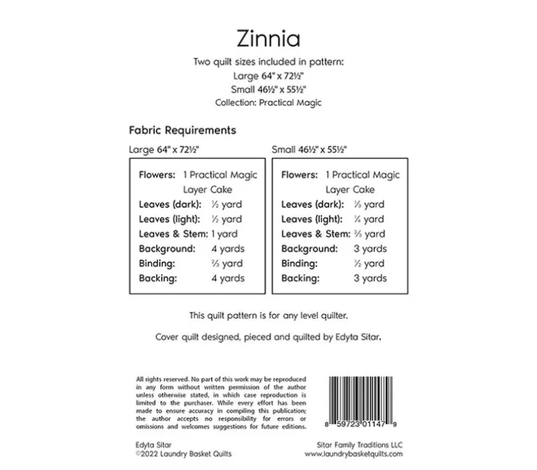 Laundry Basket Zinnia Pieced Quilt Pattern