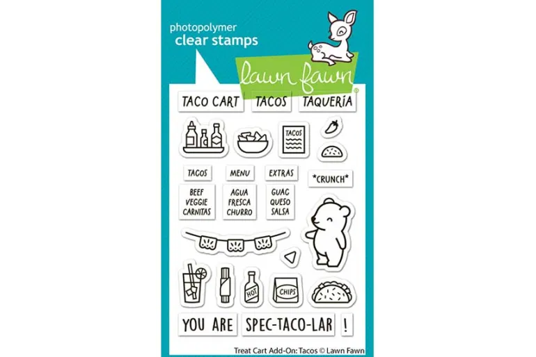 Lawn Fawn Stamp Set – Treat Cart Tacos Sentiment Add-On
