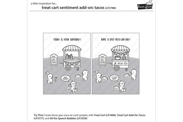Lawn Fawn Stamp Set – Treat Cart Tacos Sentiment Add-On