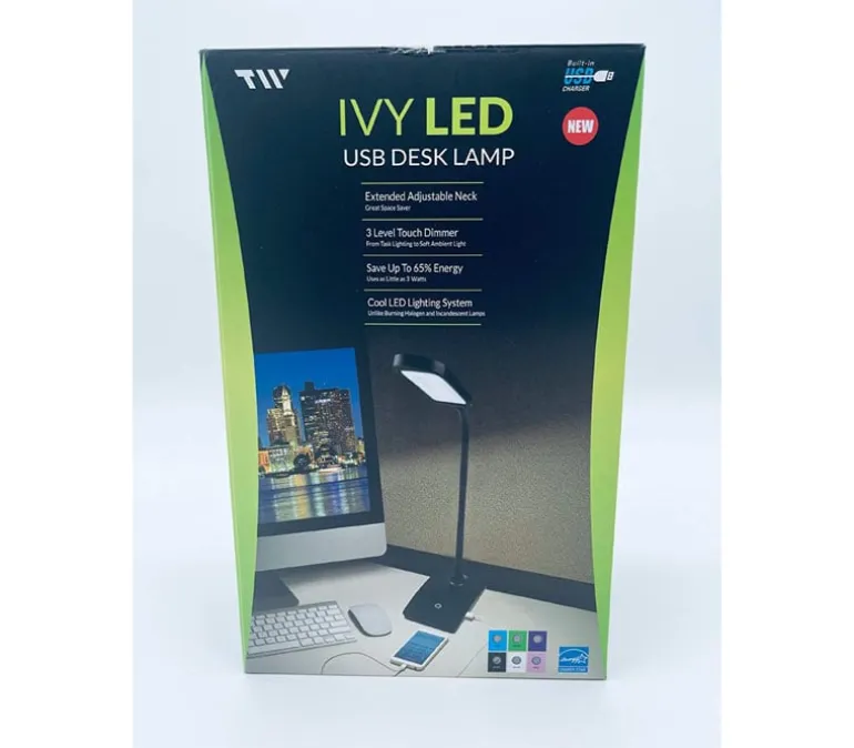 LED Desk Lamp – Black – USB Charging Port