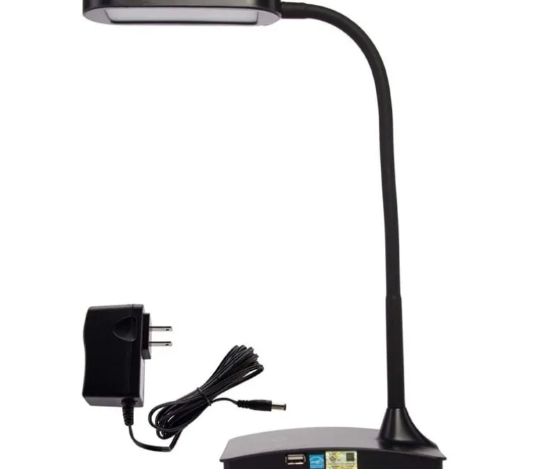 LED Desk Lamp – White – USB Charging Port