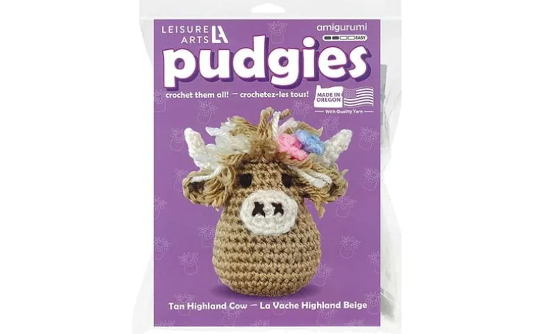 Leisure Arts Pudgies Crochet Kit – Brown Highland Cow