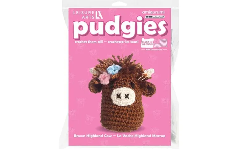 Leisure Arts Pudgies Crochet Kit – Brown Highland Cow