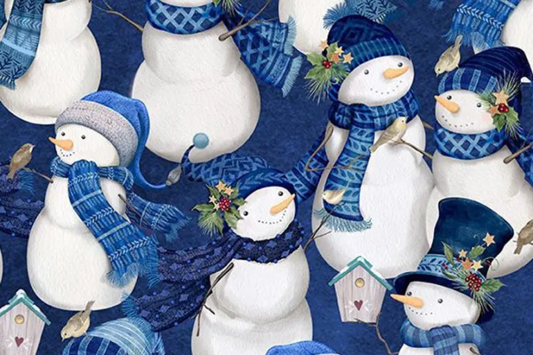Let it Snow-man Snowflakes on Dark Blue