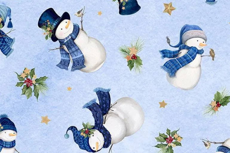 Let it Snow-man Snowflakes on Dark Blue