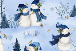 Let it Snow-man Snowflakes on Light Blue