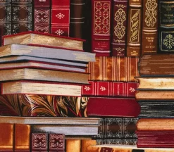 Library Book Shelf Allover with Metallic Highlights