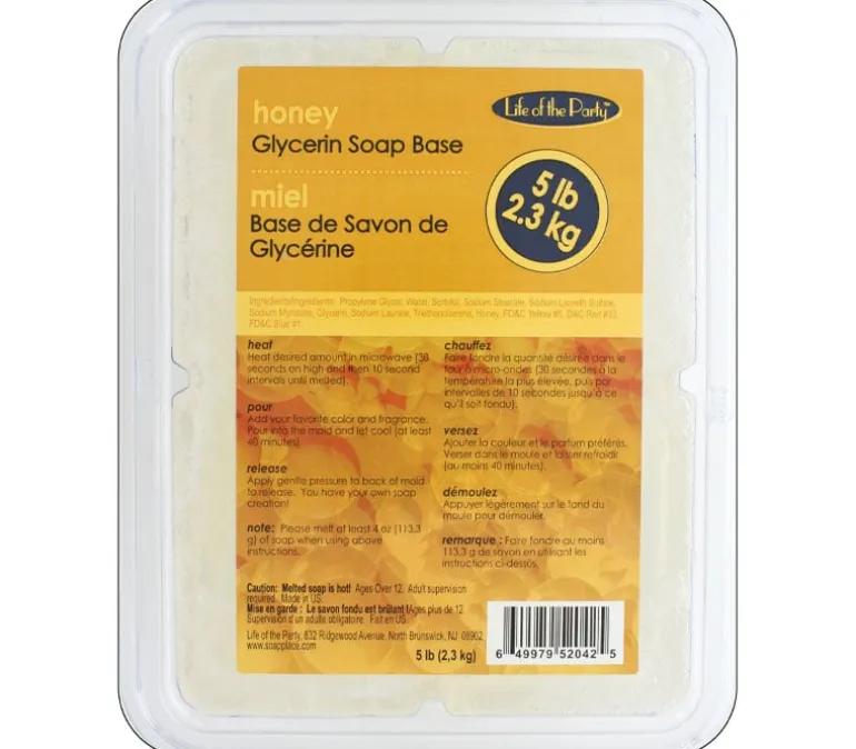 Life of the Party Soap Base Glycerin – 5-pounds – Honey