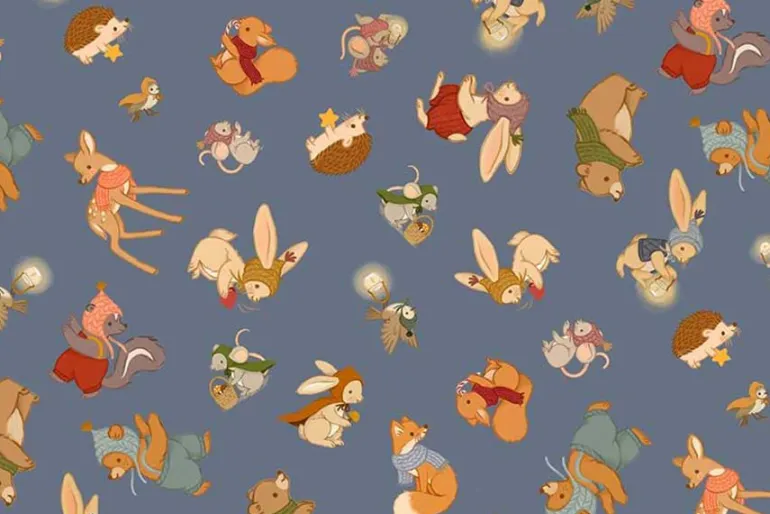 Little Forest Woodland Animal Towel Band cut, 22 1/2-in by 43-in