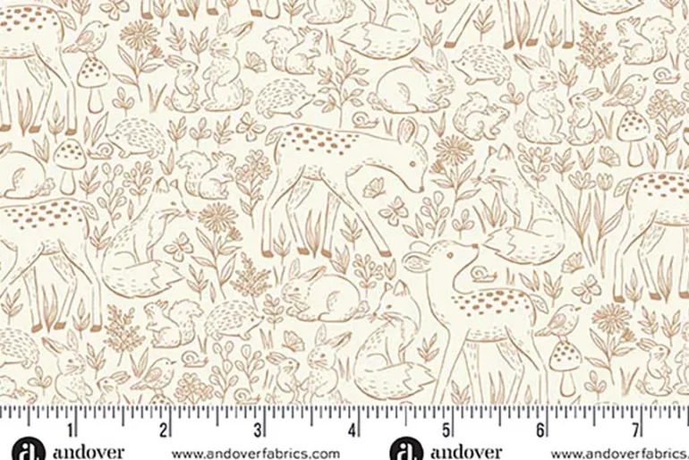 LIttle Ones Etched Toile Brown on Cream