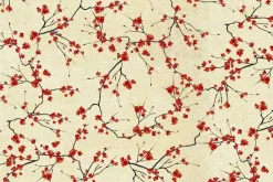 Lotus Garden Branches on Cream with w/Gold Metallic