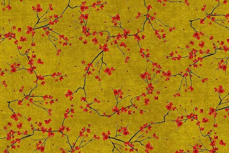 Lotus Garden Branches on Gold with w/Gold Metallic