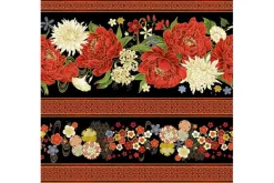 Lotus Garden Floral Border Towel Band Cut, 22.5 x 42