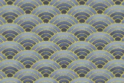 Lotus Garden Japanese Seigaiha on Grey w/Gold Metallic