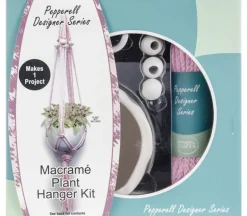 Macrame Ceramic Plant Pot Hanger Kit Pink PDS01