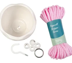 Macrame Ceramic Plant Pot Hanger Kit Pink PDS01