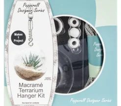 Macrame Terrarium Glass Pot Hanger Kit Gray PSD03
