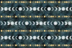 Magical Night Moon Phases on Dark Blue