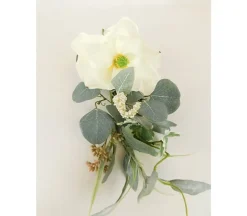 18″ Magnolia & Eucalyptus Spray, White