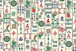 Mahjong Tiles Tossed on Black