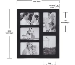 Malden International Collage Wall Frame – Black – 5 Openings at 4×6