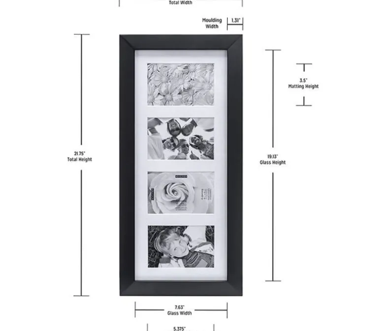 Malden International Collage Wall Frame – Berkley Black – 4 Openings at 4×6