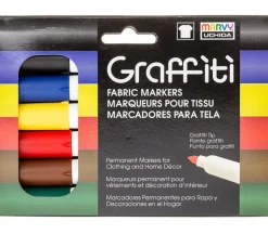 Marvy Uchida Graffiti Fabric Markers – Primary – 6 Piece