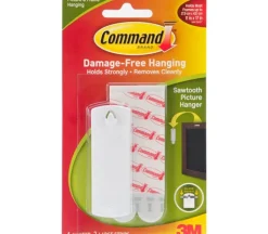 3M Command Sawtooth Picture Hangers – Large – 1 Hanger/2 Strips