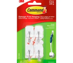 3M Command Small Wire Hooks – 4 Hooks