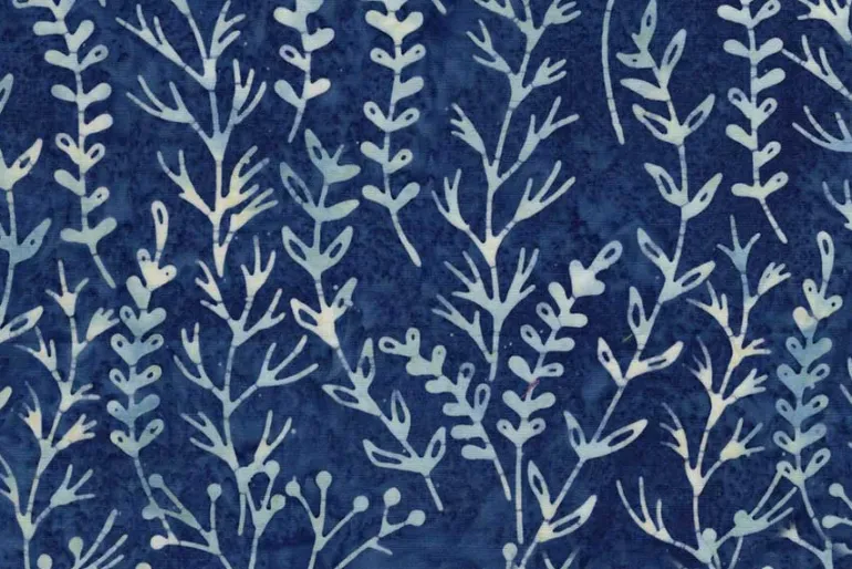 Meadow Brook Batiks Ferns in Blue Bird Blue