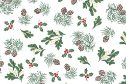Merry Mix Deer Toile Metallic Highlights and Red on White