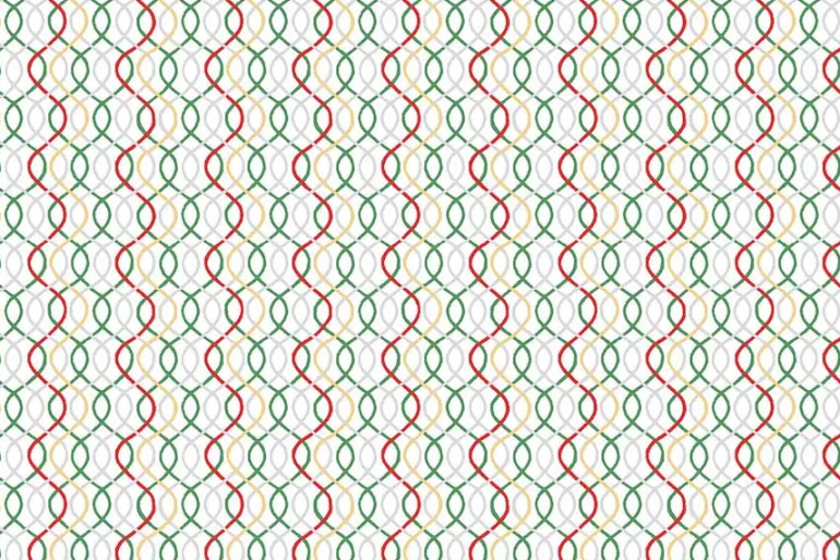 Merry Mix Geometric Red, Green & White with Metallic Highlights
