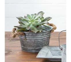 Metal Bucket with Rope Handles – Medium