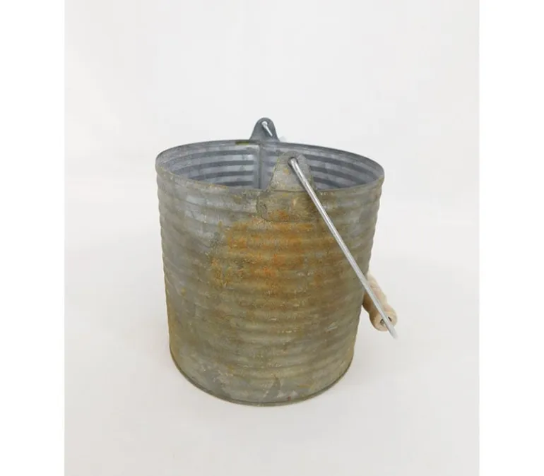 Metal Galvanized Bucket with Wood Handle