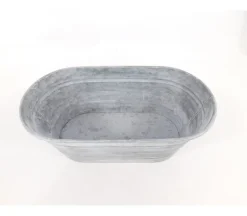 Metal Galvanized Oval Bucket – Rustic Storage & Décor