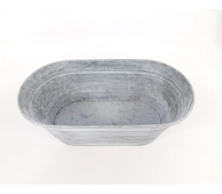 Metal Galvanized Oval Bucket – Rustic Storage & Décor