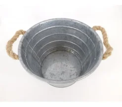 Metal Galvanized Oval Bucket – Rustic Storage & Décor