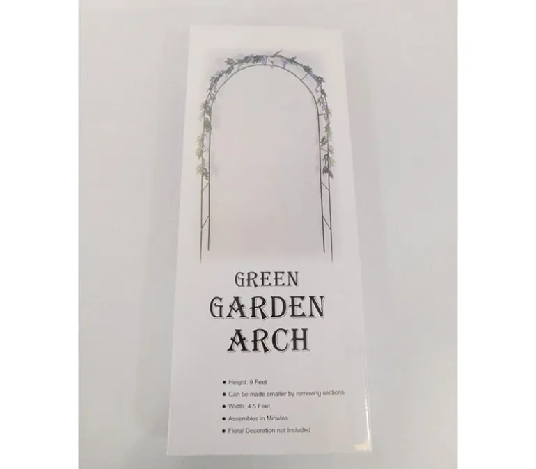 Metal Garden Arch – 9-Feet – Green