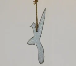 Metal Hummingbird with Rust Finish & Jute Hanger – Rustic Wall Décor