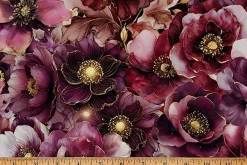 Midnight Flora Leaves in Spice Browns Gold Metallic Highlights