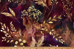 Mighnight Flora Starry Blooms Spice Brown Gold Metallic Highlight