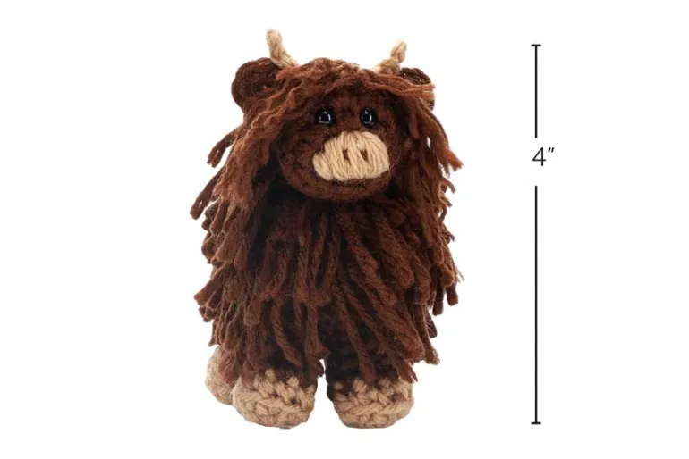 Miniature Highland Cow in Brown Amigurumi Crochet Kit